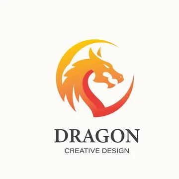 Dragon head in a circle shape logo design Illustrazione stock