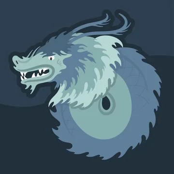 Dragon head on dark background. posters, calendar Illustrazione stock