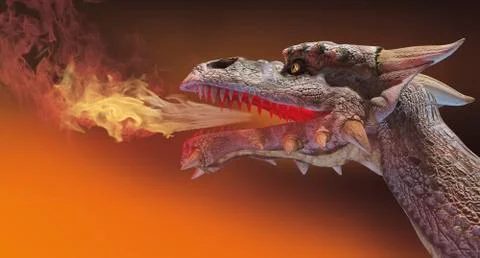 Dragon head fire Stock Illustration