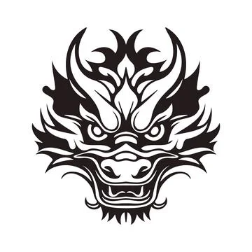 Dragon head front view logo. Stock Illustration