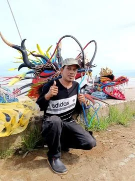 Dragon Head Kite ready to fly. Stock Photos