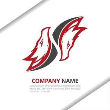 Dragon head Logo Design Concept, for your company or brand identity in red an Stock Illustration