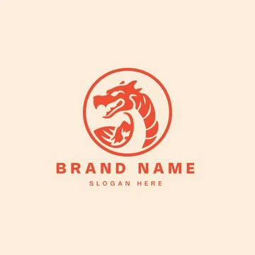 Dragon head logo vector icon illustration line art design with modern flat .. Illustrazione stock