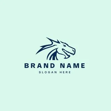 Dragon head logo vector icon illustration line art design with modern flat .. Stock Illustration