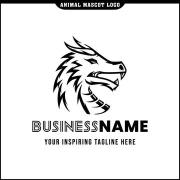 Dragon Head Mascot Logo Design for Powerful Business Branding Stock Illustration