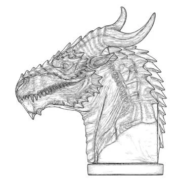 Dragon Head Posture Statue Vector. Stock Illustration