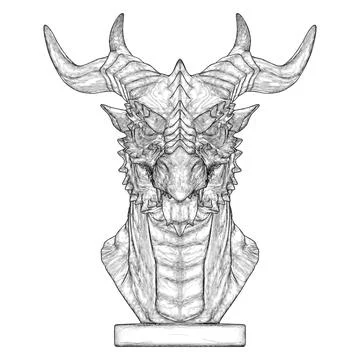 Dragon Head Posture Statue Vector. Stock Illustration