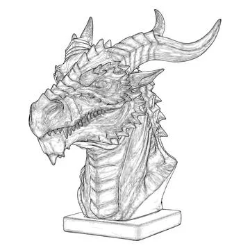Dragon Head Posture Statue Vector. Stock Illustration