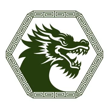 Dragon Head Profile Inside Frame Stock Illustration