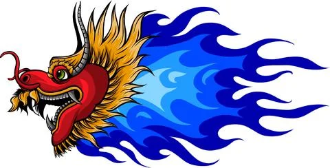 Dragon head Vector Illustration on white background. digital hand draw design Stock Illustration