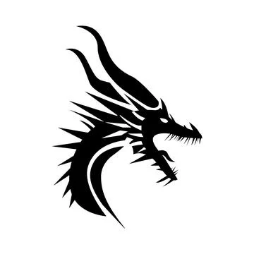 Dragon head on white Stock Illustration