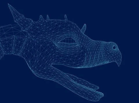 Dragon head wireframe vector illustration. Side view Stock Illustration