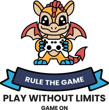 A dragon is holding a game controller Stock Illustration