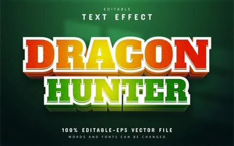 Dragon hunter editable text effect Stock Illustration