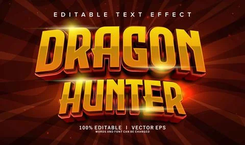 Dragon hunter vector text effect with modern style design Illustrazione stock