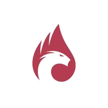 Dragon icon with fire symbol Stock Illustration