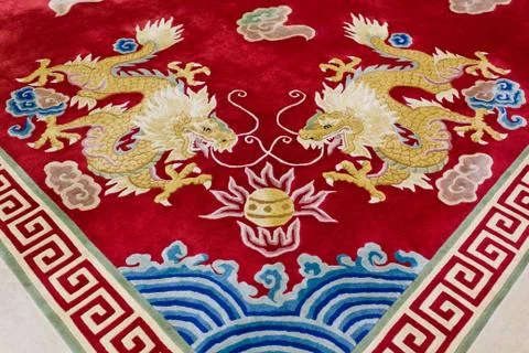 Dragon image on the carpet Stock Photos