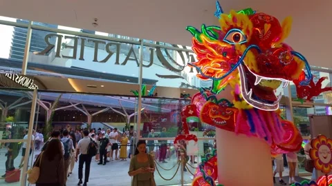 Dragon Installation for Lunar New Year at EmQuartier Mall Bangkok Stock Footage 331900379