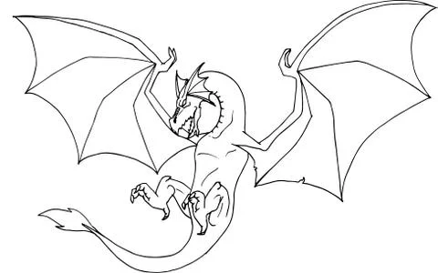 Dragon isolated on white background. Hand drawing illustration Stock-Illustration