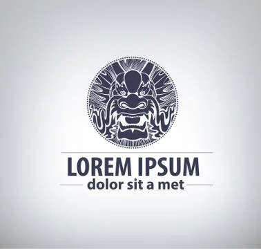 Dragon label. logo templat, for your business Stock Illustration
