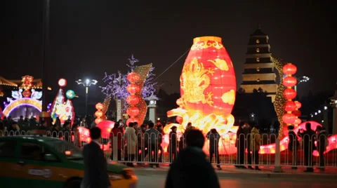 Dragon lanterns decorations during chinese spring festival Vídeo Stock 34299584