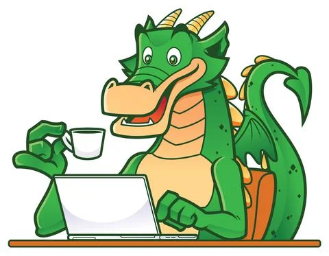 Dragon on Laptop Illustrazione stock
