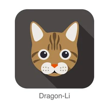 Dragon-Li, Cat breed face cartoon flat icon design Stock Illustration