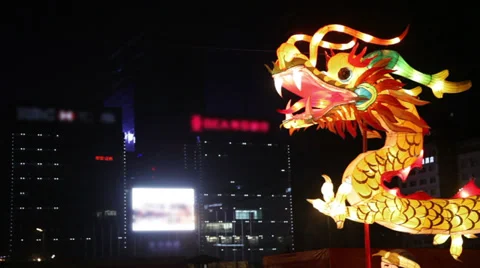 Dragon lighting decorations Stock Footage 34260143