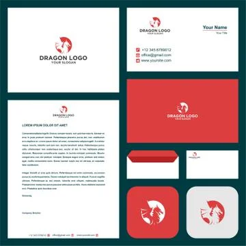 Dragon logo and Premium Vector business card Stock Illustration