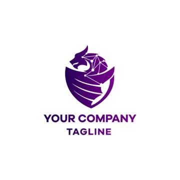 Dragon logo and security and communications systems Stock Illustration