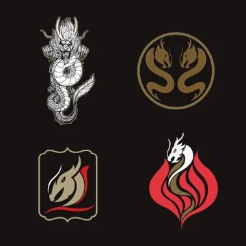 Dragon logo set Stock Illustration