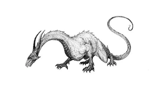 Dragon with a long tail without wings monster beast Stock Illustration