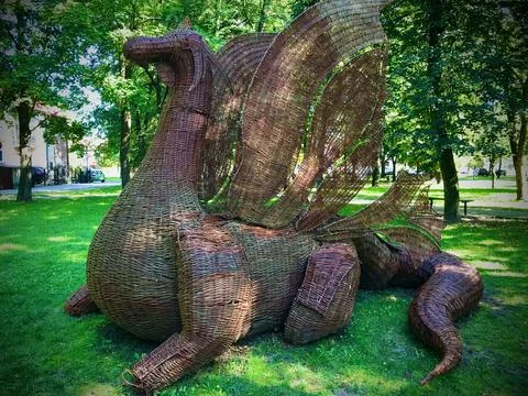 A dragon made of wicker. Stock Photos