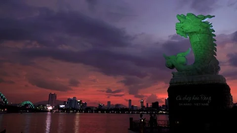 Dragon monument landmark in Da Nang, Vietnam Stock Footage 319973364