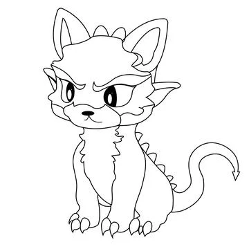 Dragon in one line. One line drawing. Children's character dragon. Cute dragon Stock Illustration