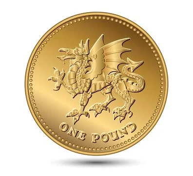 Dragon One Pound Coin. Vector illustration. Stock Illustration