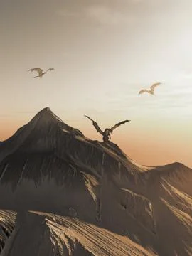 Dragon Peak at Sunset Stock Illustration