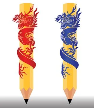 Dragon pencils Stock Illustration
