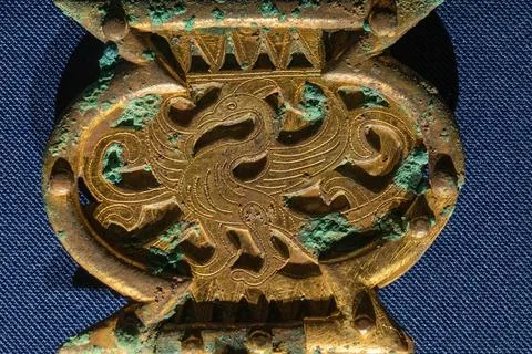 Dragon Phoenix Tiger Pattern Belt and Buckle of Western Jin Dynasty Stock Photos