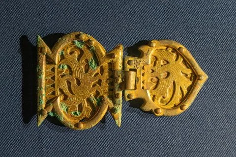 Dragon Phoenix Tiger Pattern Belt and Buckle of Western Jin Dynasty Stock Photos