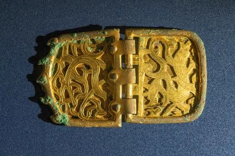 Dragon Phoenix Tiger Pattern Belt and Buckle of Western Jin Dynasty Stock Photos