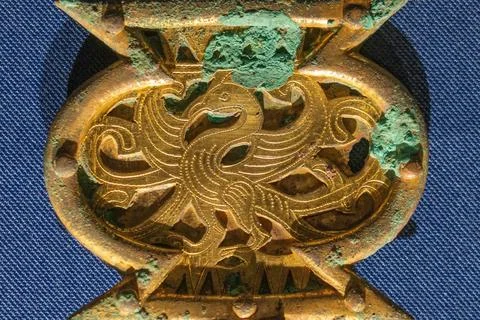 Dragon Phoenix Tiger Pattern Belt and Buckle of Western Jin Dynasty Stock Photos
