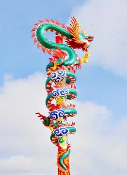 Dragon in pole Foto stock