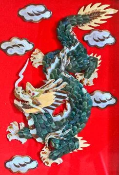 Dragon red background Foto stock