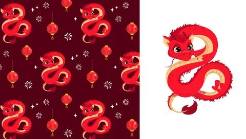 Dragon red pattern Stock Illustration