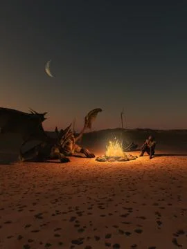 Dragon Riders Camp Stock Illustration