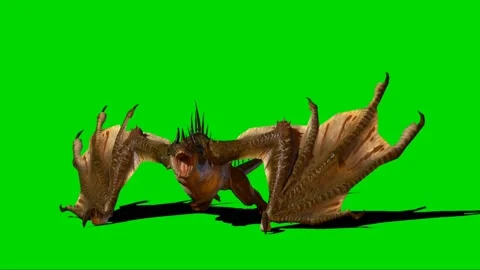Dragon Roaring on Green Screen 02 Stock Footage 222495376
