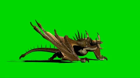 Dragon Roaring on Green Screen 03 Stock Footage 222495267