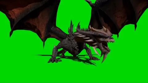 Dragon Roaring on Green Screen 08 Stock Footage 222495424