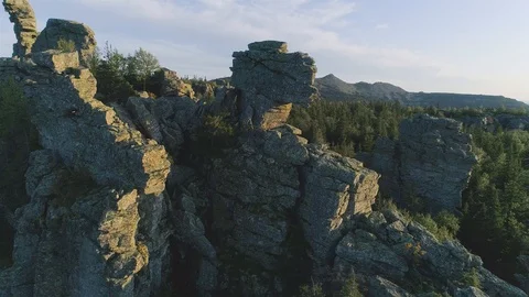 "Dragon" rock in the Ural mountains. Video stock 116318643